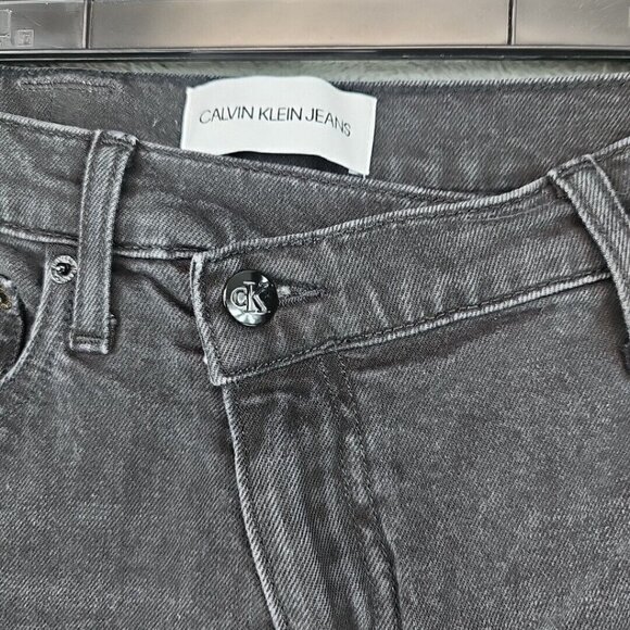 Calvin Klein Mom Jeans Womens Size 30 Black Crossover Button Embroidered Logo - Picture 3 of 10